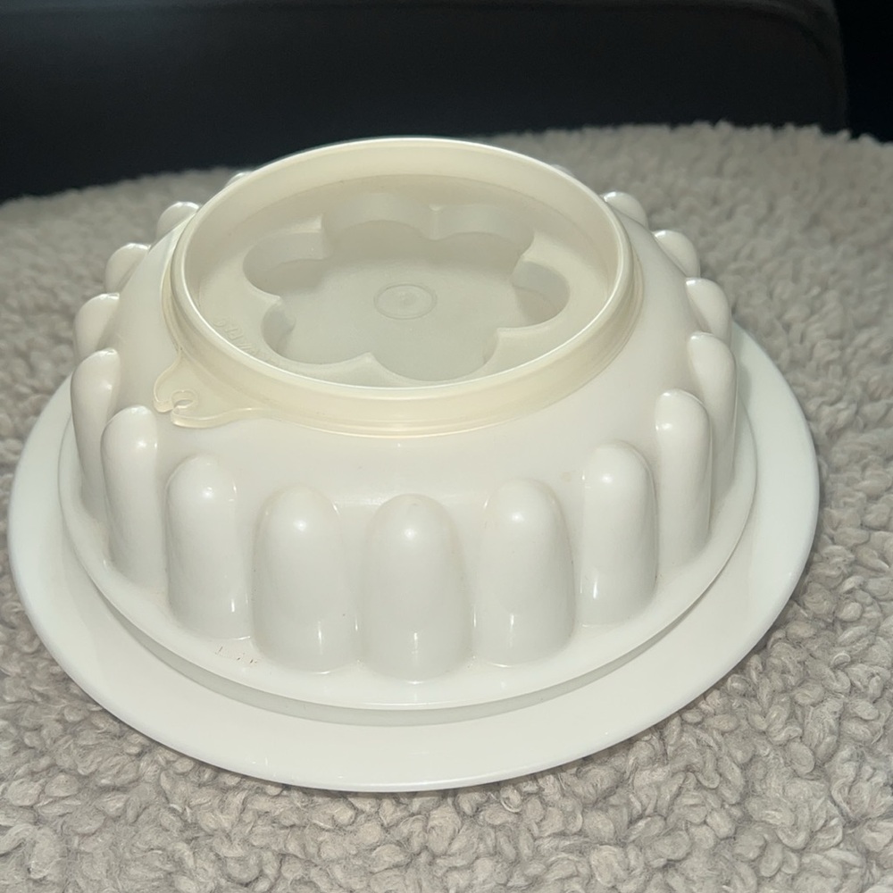 Vintage Tupperware white/clear Jello Mold - 3-piece set , flower shape
